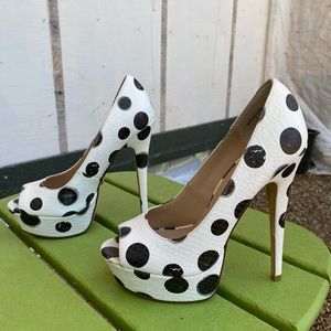Bebe polkadot high heel platform